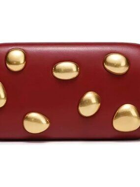 Women Red Leather Handbag Detachable Crossbody Shoulder Evening Wedding Bag